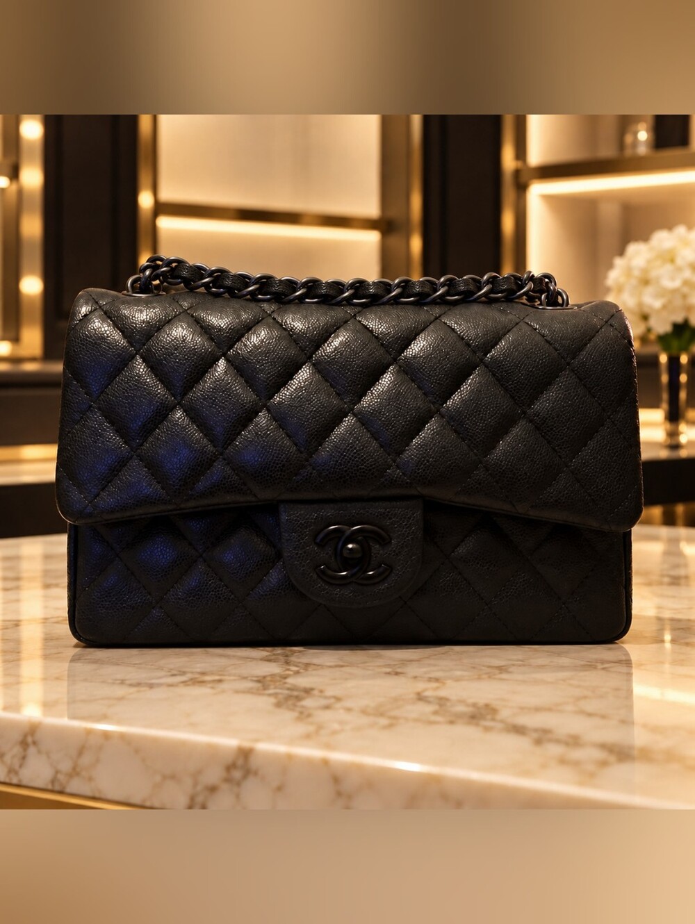 Classic Quilted Black Women’s Shoulder Bag